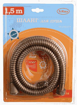 шланг д/душа MELODIA STANDARD BRONZE 1/2"*1/2" нерж. d14мм, L150см, 2-й зажим MKP20318BL_bz