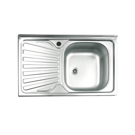 Мойка правосторонняя накладная 800х500х130мм сталь нержавеющая AISI 430 без сифона выпуск 1 1/2" TRI