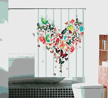 шторка д/в тканевая 180х180см "Сердце" MZ-92