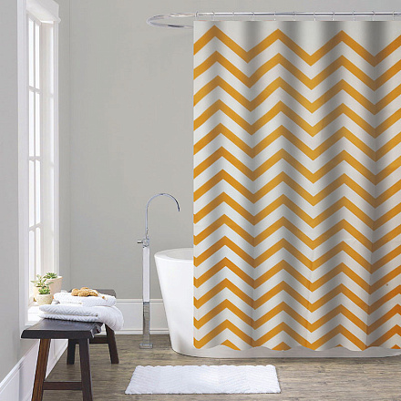 шторка д/в тканевая 180х200см "Оранжевые зигзаги" MZ-167