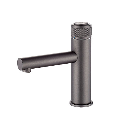 смеситель умывальник кнопочный LEDEME с гайкой, нажимной механизм (граффит)картридж д.35мм L1076U