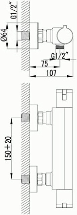 смеситель душ LEMARK Yeti термостатический LM7833C