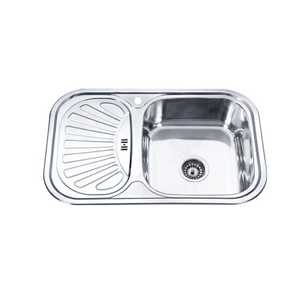 мойка нерж.врез. LEDEME 750*490*180 (0, 8мм) выпуск 3 1/2" правая чаша ДЕКОР L67549-R