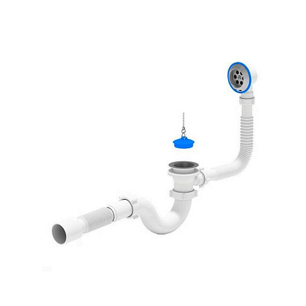 Сифон д/ванны труб проб/цеп 1 1/2"x40 гофр 40х50 нерж/сетка АНИ Пласт E155