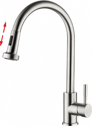 смеситель кухня LEDEME с выдвижной лейкой, картридж 35мм, нерж.сталь L76005-1