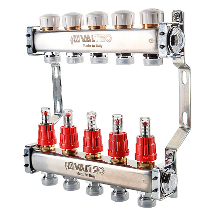 584 Коллекторный блок VALTEC 1" х 3/4" с расходомерами 3 вых.