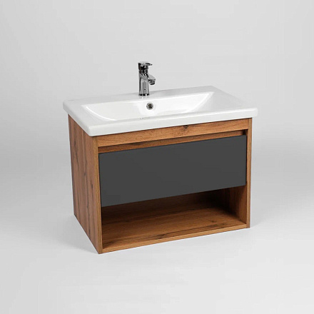 тумба Бостон (COMO 80/Адриана 80) 1 ящик подвесная, графит 42, 5х76х50 без умывальника