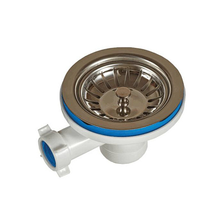 Выпуск мойки 3 1/2" отв/перелива 32мм нерж/сетка Орио А-4007-02