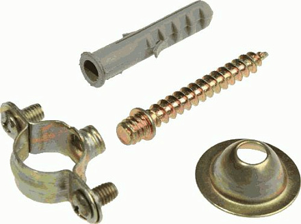 хомут оцинк. 16мм без резин.уплотн.в компл.с шурупом, дюбелем, дек.чашкой по 10шт.TeRma 24061