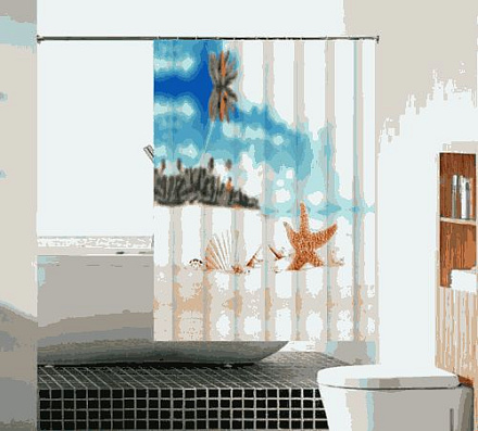 шторка д/в тканевая 180х180см "Морская звезда" MZ-105