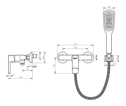 смеситель душ LEMARK Ursus картридж 35мм, черный LM7203BL