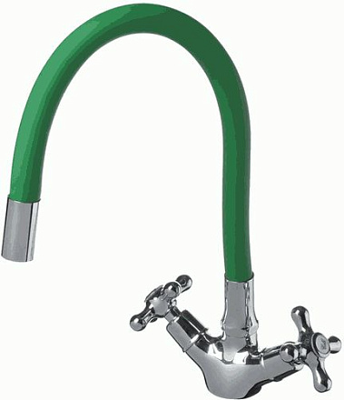 смеситель кухня Expromt Cross/Кросс 1/2" керам.с гайкой, гиб.изл., light green Ex102.2-01лат.(б/подв)