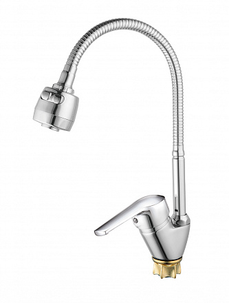 3574  VIKO кухня боковой Ø40, цинк, с гибким изливом с гайкой 