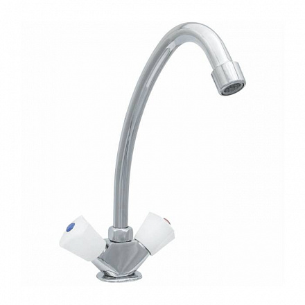 Смес/мойка ЦС 12г бел р/затв выс/изл пл/мах гайка б/п Стандарт Подольск СМ506401