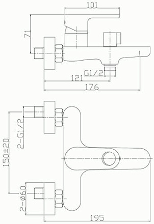 смеситель ванна ROSSINKA  картридж 35мм , с коротким изливом , RS33-31