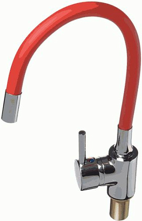 смеситель кухня Expromt Kitchen/Кухня Про картридж 40мм, гиб.изл., red Ex125.4-11 лат.(б/подв)