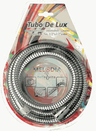 шланг д/душа МELODIA Люкс растягивающийся антискрут L150см 1/2"*1/2" нерж.d14мм 2й зажим MKP34423BL