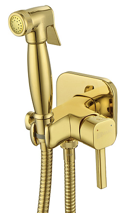 смеситель биде LEMARK Solo картридж 25мм, с гигиеническим душем, встраиваемый, золото LM7165G