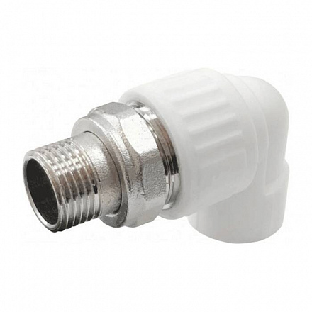 Угольник PP-R бел комб разъем Дн25х3/4" НР д/рад VALFEX 10238034