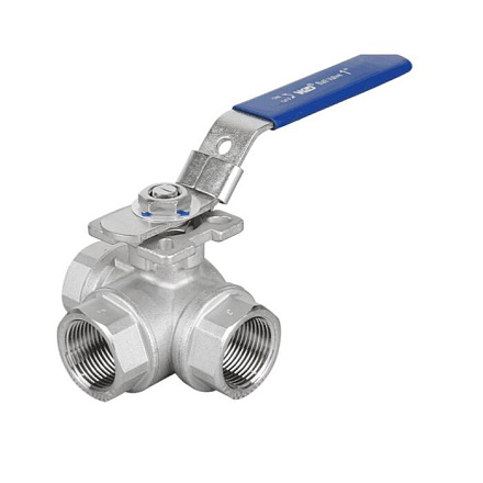 Кран шар CF8 4030HA 3/ход Т Ду8 Ру63 м/м полн п/эл рук Benarmo