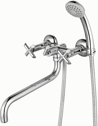 смеситель ванна LEMARK Practica универ., с круглым поворотным изливом 300мм, хром LM7551C