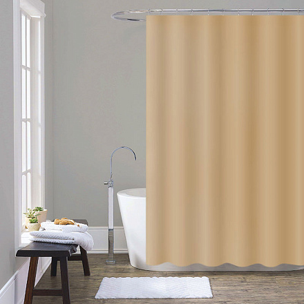 шторка для ванны PEVA однотонная 180х200см бежевая MZ-401
