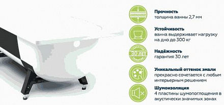 ванна стальная ВИЗ Tevro 1700х700 (T-72902) эмал. с опорной подставкой ОР-01207