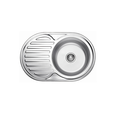 мойка нерж.врез.овал. LEDEME 770*500*170 (0, 6мм) выпуск 3 1/2" правая ДЕКОР L67750-6R