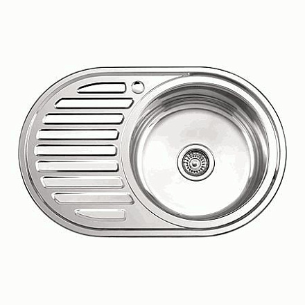 мойка нерж.врез.овал. LEDEME 770*500*180 (0, 8мм) выпуск 3 1/2" правая чаша ГЛЯНЦЕВАЯ L87750-R