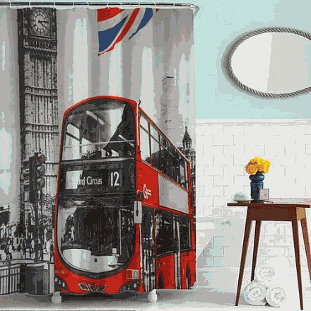 шторка д/в тканевая 180х180см "Лондонский автобус" MZ-67