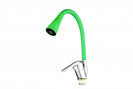 3594  VIKO кухня боковой Ø40, цинк, с гайкой зеленым гибким изливом (2-jet)