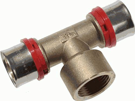 пресс тройник 16*1/2"*16 с внутр.резьбой красн.кольцо TRm 02033