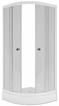 уголок душевой Round/Раунд 80х80х175 стекло прозр.4мм, бел.профиль MELODIA