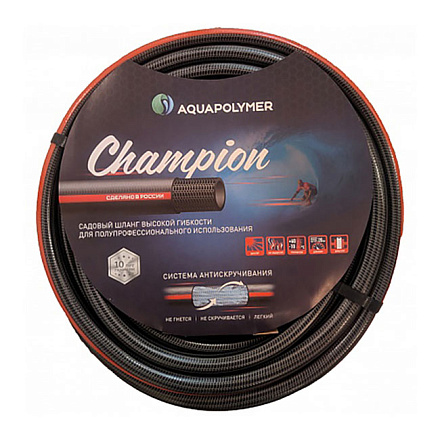 шланг поливочный ПВХ армир. 1/2" бухта 30м Champion 3х сл, с сист. антискручивания CMP 1/2x30
