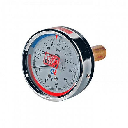 Термоманометр осев ТМТБ-31Т.1 150С 0-0,6МПа Дк80 G1/2" L=46мм Росма 00000002295