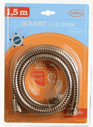 шланг д/душа MELODIA Стандарт золото L150см 1/2"*1/2" нерж. d14мм 2-й зажим MKP20317BLgd