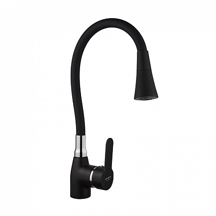 смеситель кухня MELODIA Ostessa/Остерия картр.д.40мм гибк.излив"колокольчик"2 реж.чёрн.MDV40617Black