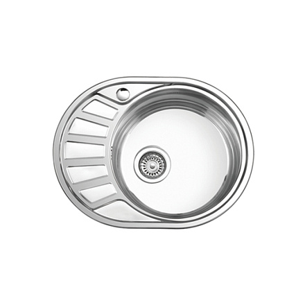 мойка нерж.врез.овал. LEDEME 570*450*170 (0, 6мм) выпуск 3 1/2" правая ГЛЯНЦЕВАЯ L85745-6R