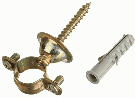 хомут оцинк. 18мм без резин.уплотн.в компл.с шурупом, дюбелем, дек.чашкой по 10шт. TeRma 24062