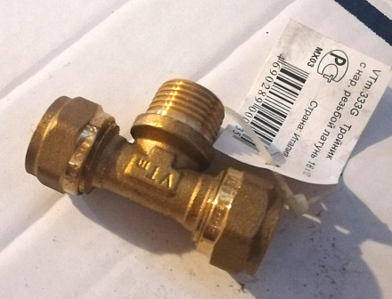 Тройник м/п 16х1/2"нар.(Valtec) (латунь) ***