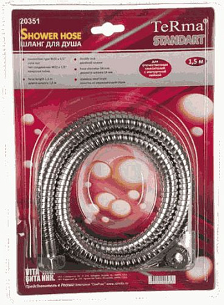 шланг д/душа MELODIA Стандарт Рус L175см M22*1/2" конус нерж.d14мм 2-й зажим MKP20353BL