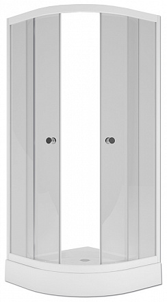 уголок душевой Round/Раунд 90х90х175 стекло прозр.4мм, бел.профиль MELODIA