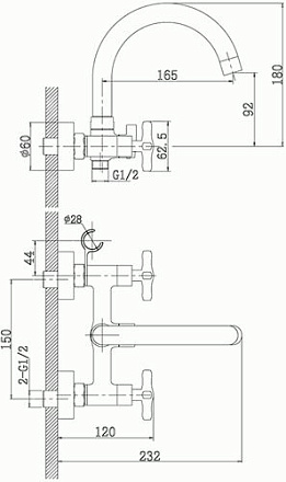 смеситель ванна ROSSINKA  с поворотным изливом 165мм, дивертер керамика, RS39-83 