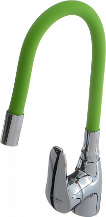 смеситель кухня MELODIA Ostessa/Остерия картридж д.40мм гибкий излив зелёный MDV40615Green