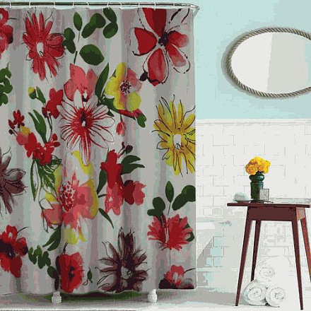 шторка д/в тканевая 180х180см "Яркие цветы" MZ-81