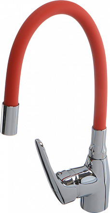 смеситель кухня MELODIA Ostessa/Остерия картридж д.40мм гибкий излив красный MDV 40615Red