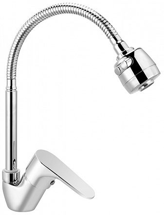 смеситель кухня MELODIA Rock/Рок картридж 35мм гибкий излив хром MDV35211