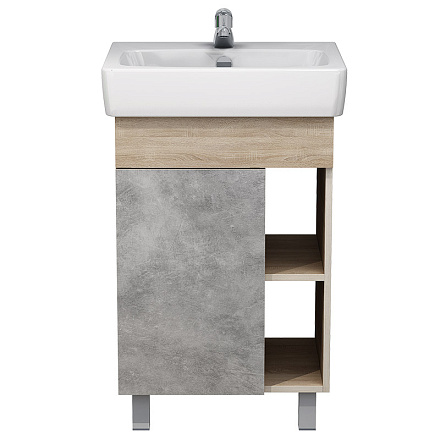 тумба Ника 55 (Нео 55) напольная, бетон натуральный/дуб бардолино без умывальника (в разборе)