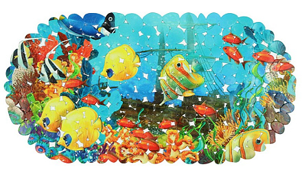 коврик для ванной ПВХ Creative "Морская братия" овал 67x36cм MELODIA MK020