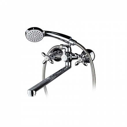 смеситель ванна MELODIA Retro/Ретро длинный плоский излив резина MDV32341, лейка 1ф.75мм круглая